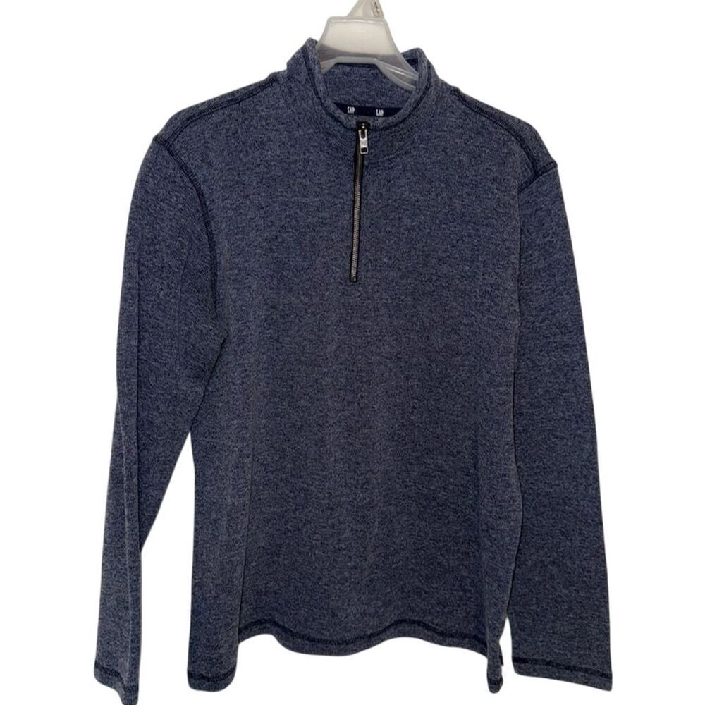Gap Mens Blue Quarter Zip Mock Neck Pullover Sweater Large